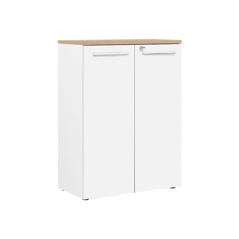 3483600849052-Armoire mi-haute YES ! - L80 x H109 x P42 - 2 portes - Façade blanche - Dessus chêne-P_79440892_1-0