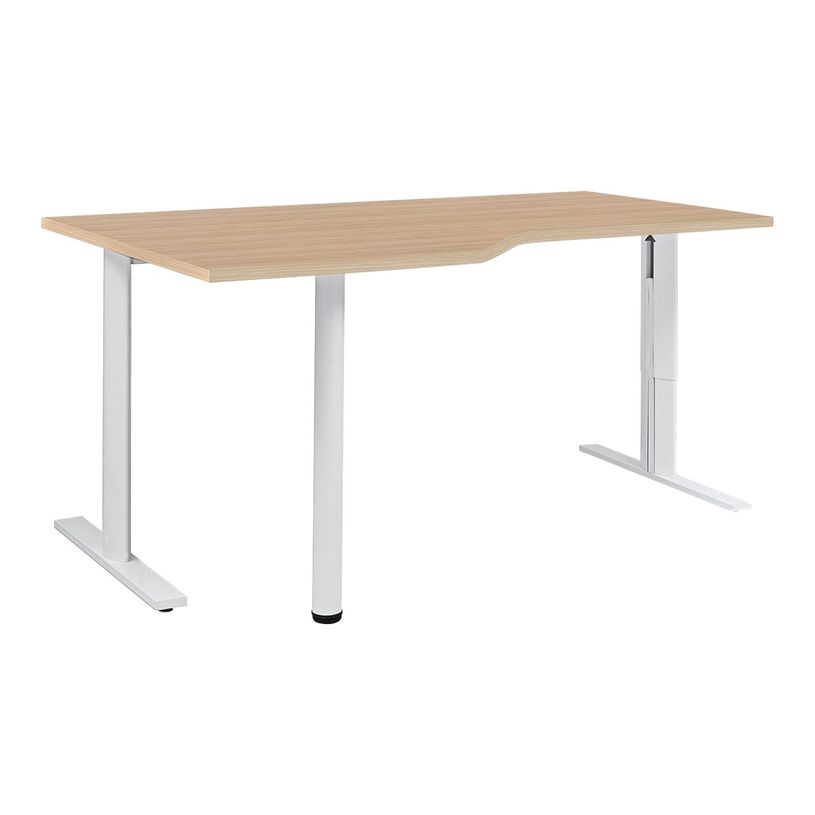 3483600857903-Bureau compact 90° à gauche YES ! - 160 cm - Pieds ajustables blancs - Chêne-P_79440922_1-0