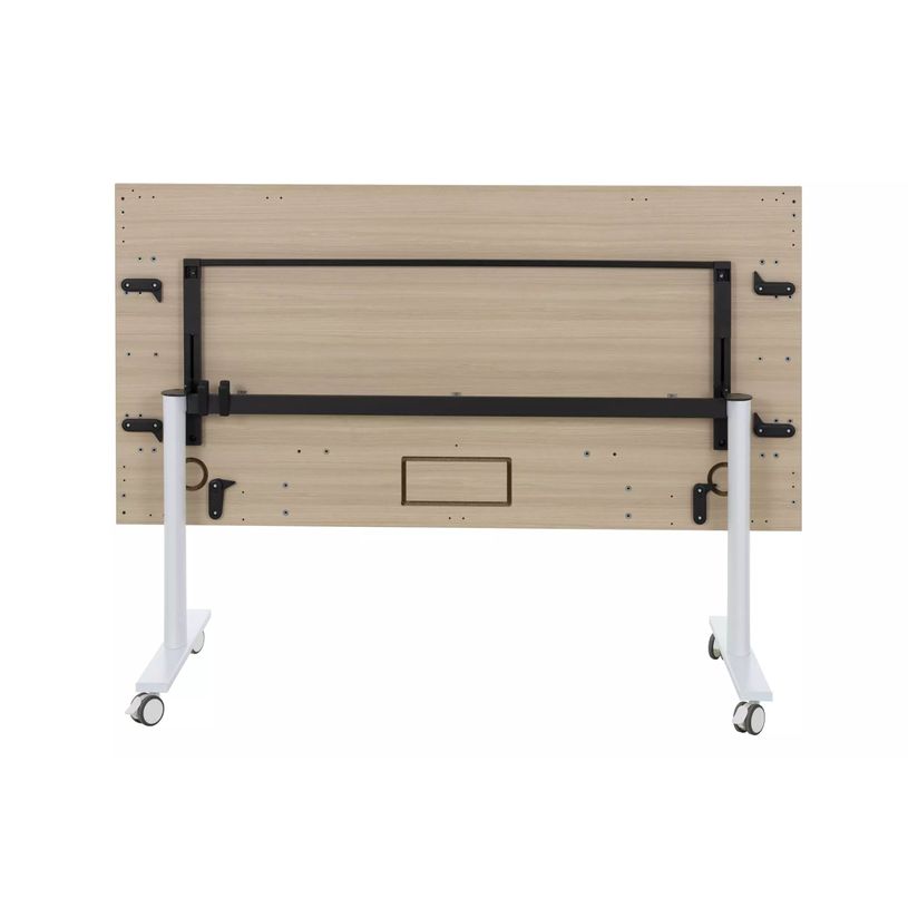 3483600857989-Table de réunion mobile et rabattable YES ! - 160 cm - Pieds blancs - Chêne-P_79440930_2-1