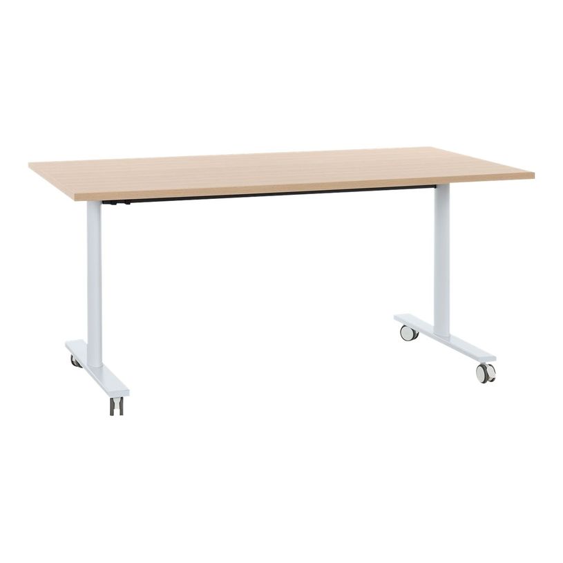 3483600874726-Table de réunion mobile et rabattable YES ! - 180 cm - Pieds blancs - Chêne-P_79440958_1-0