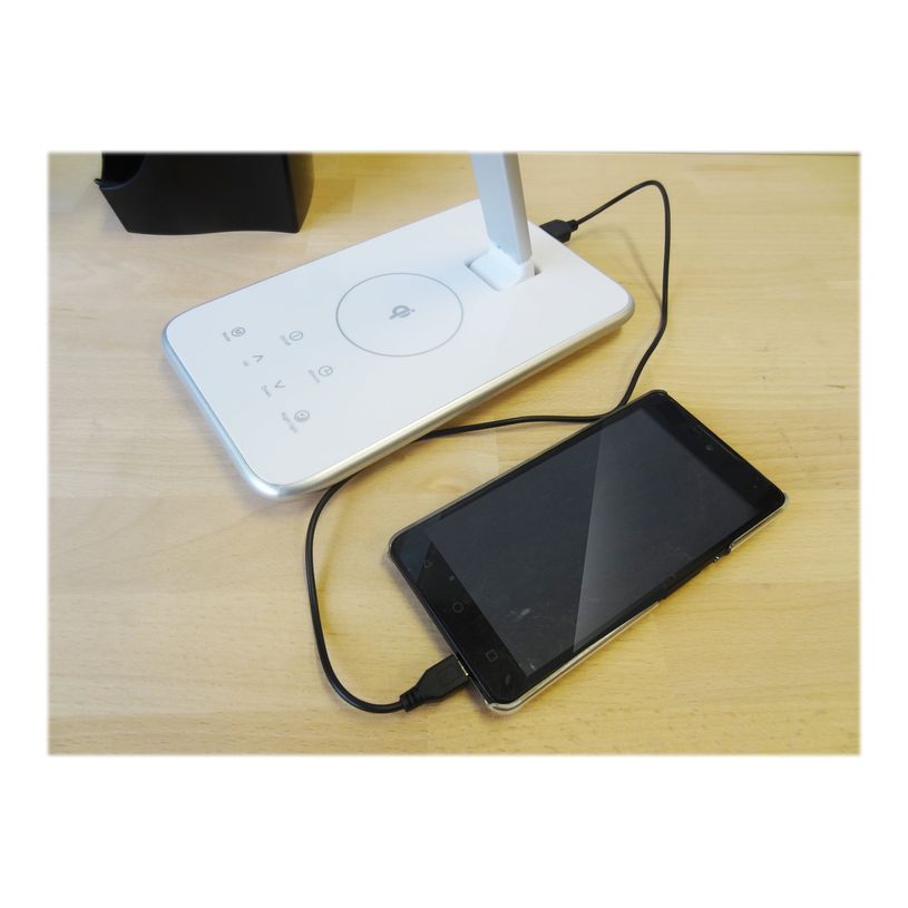 3595560016327-Unilux - Lampe de bureau pliable Jazz - LED - USB + chargeur sans fil - blanc-P_79441142_2-2