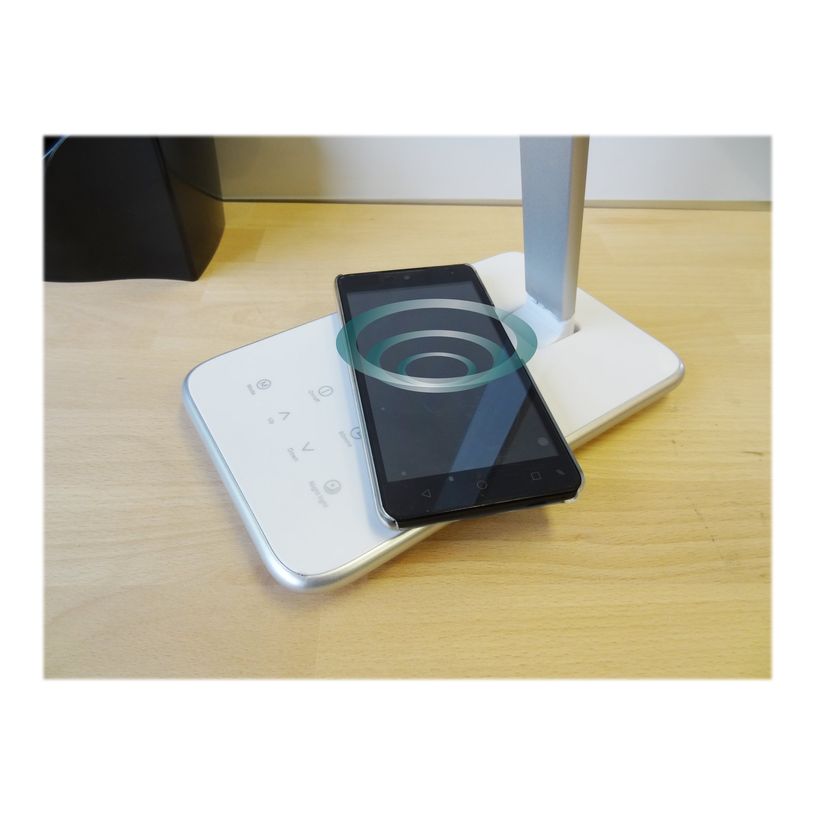 3595560016327-Unilux - Lampe de bureau pliable Jazz - LED - USB + chargeur sans fil - blanc-P_79441142_3-3