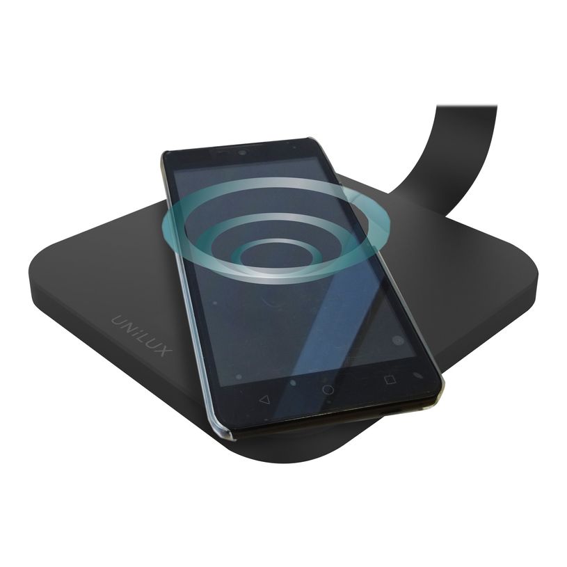 3595560028085-Unilux - Lampe de bureau connectée Timelight - LED - USB + chargeur sans fil - noir-P_79441155_6-3