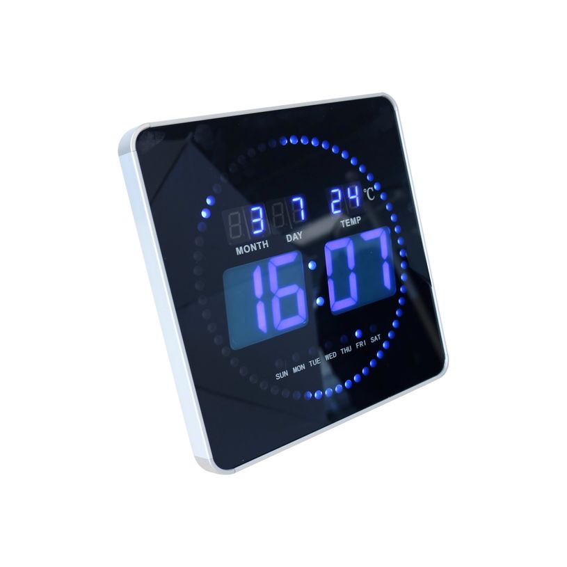 3595560029648-Unilux - Horloge Flo - carrée LED bleue - 28 cm - noir-P_79441165_5-1