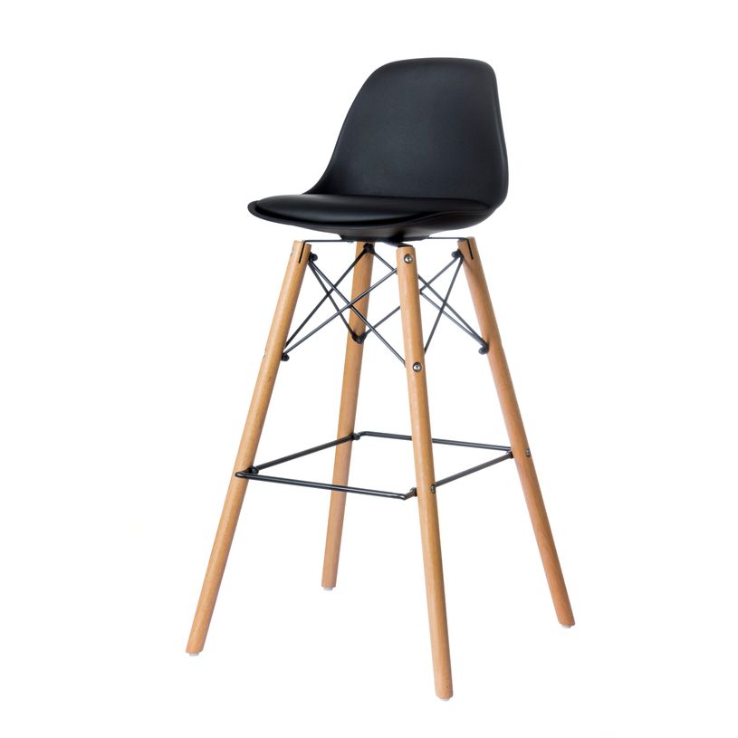 3660141230291-Lot de 2 tabourets haut STEELWOOD - pied hêtre - assise noire-P_79441207_4-3