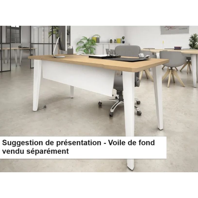 2012349454862-Bureau EVIDENCE - 140 cm - Pieds blancs - Plateau imitation chêne clair-P_79441324_1-0
