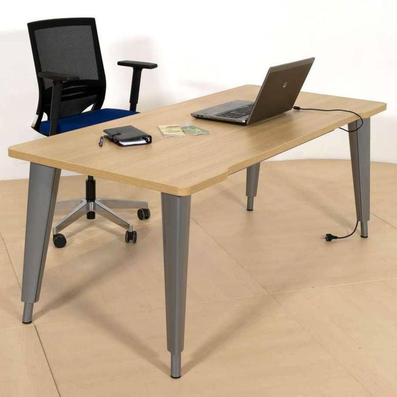 2012349455425-Bureau EVIDENCE - 80 cm - Pieds anthracites - Plateau imitation hêtre-P_79441352_1-0