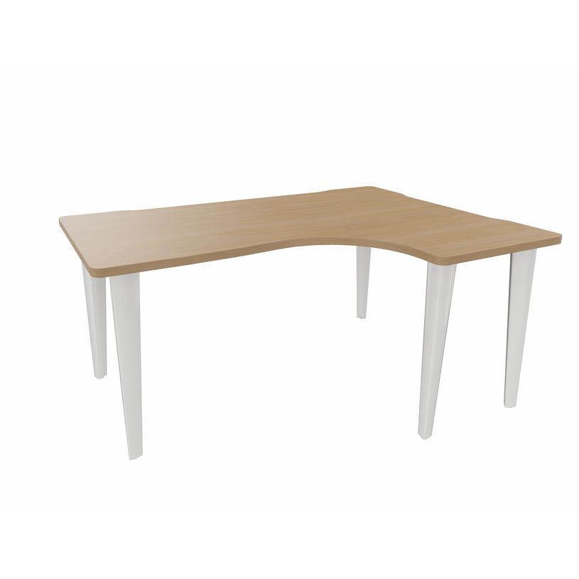 2012349455760-Bureau compact 90° à droite EVIDENCE - Pieds blancs - Plateau imitation chêne clair-P_79441369_1-0