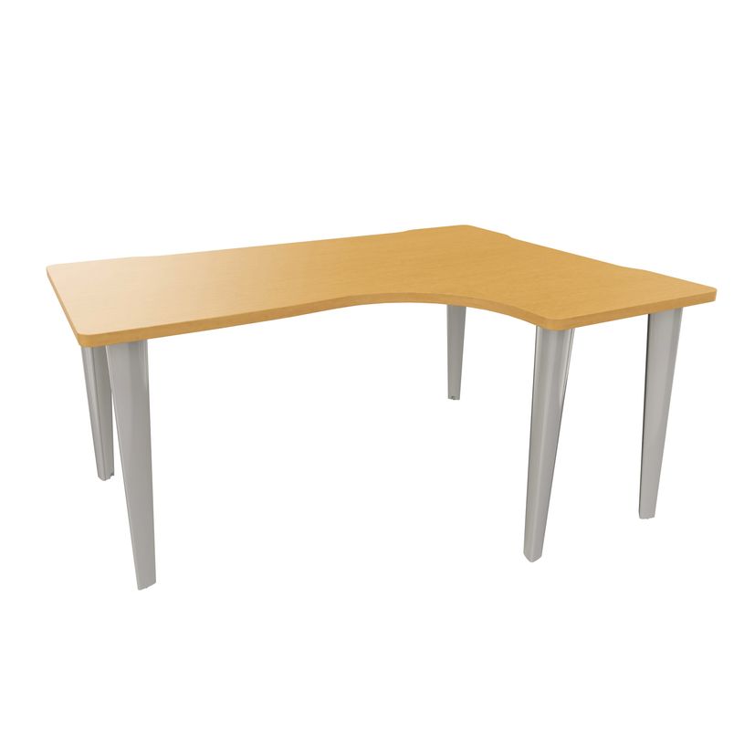 2012349455920-Bureau compact 90° à droite EVIDENCE - Pieds aluminium - Plateau imitation hêtre-P_79441377_1-0