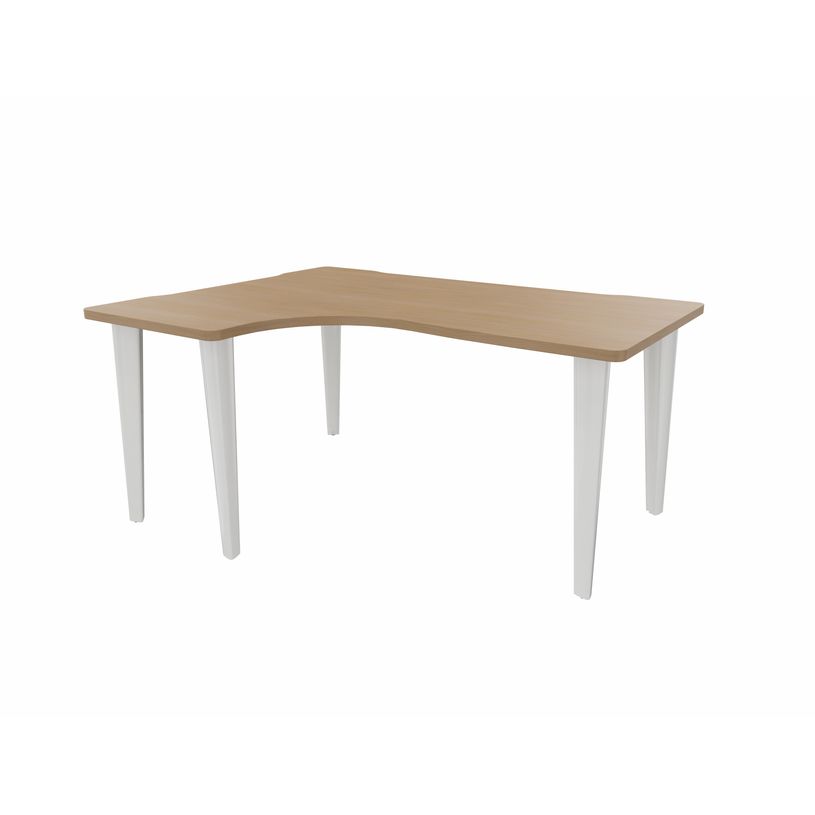 2012349456064-Bureau compact 90° à gauche EVIDENCE - Pieds blancs - Plateau imitation chêne clair-P_79441384_1-0