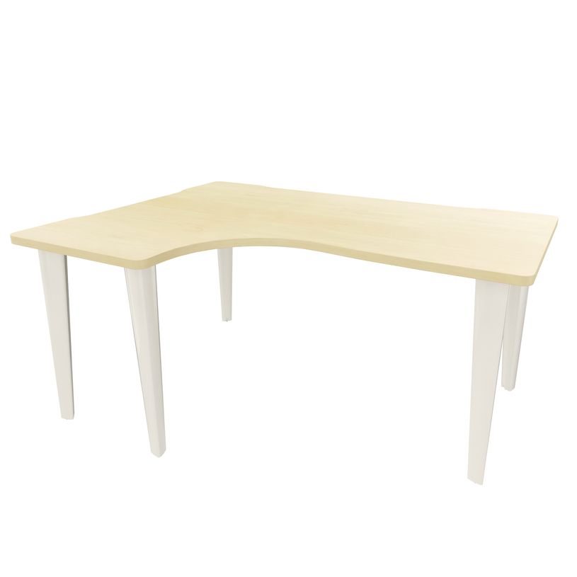 2012349456101-Bureau compact 90° à gauche EVIDENCE - Pieds blancs - Plateau imitation érable-P_79441386_1-0
