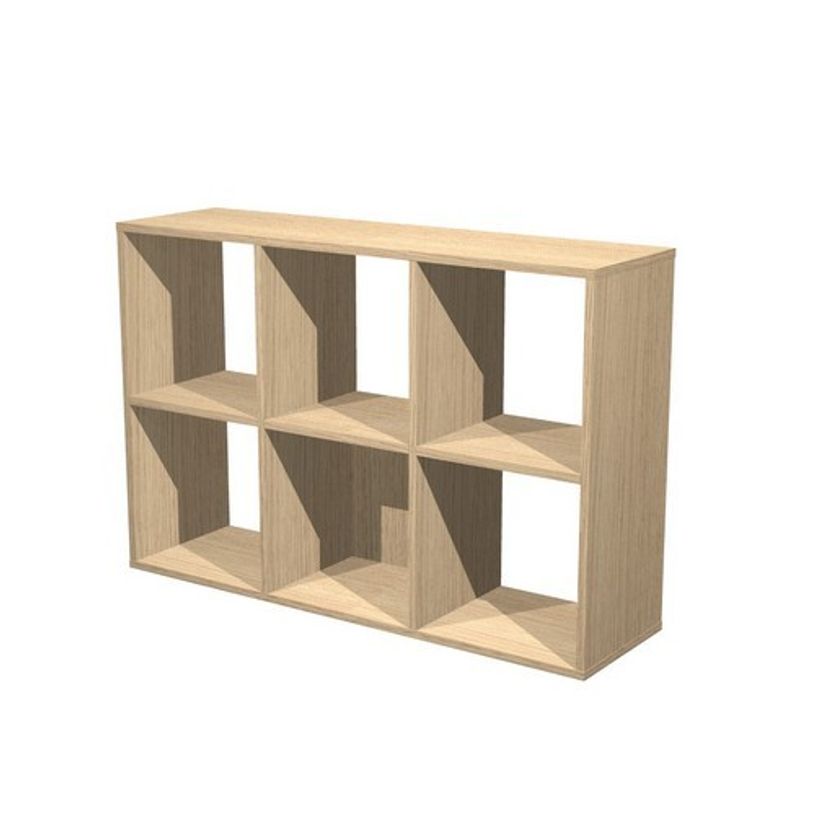 7331910014737-Bibliothèque modulaire MAXICOLOR - 6 cases - chêne clair -P_79441473_1-0
