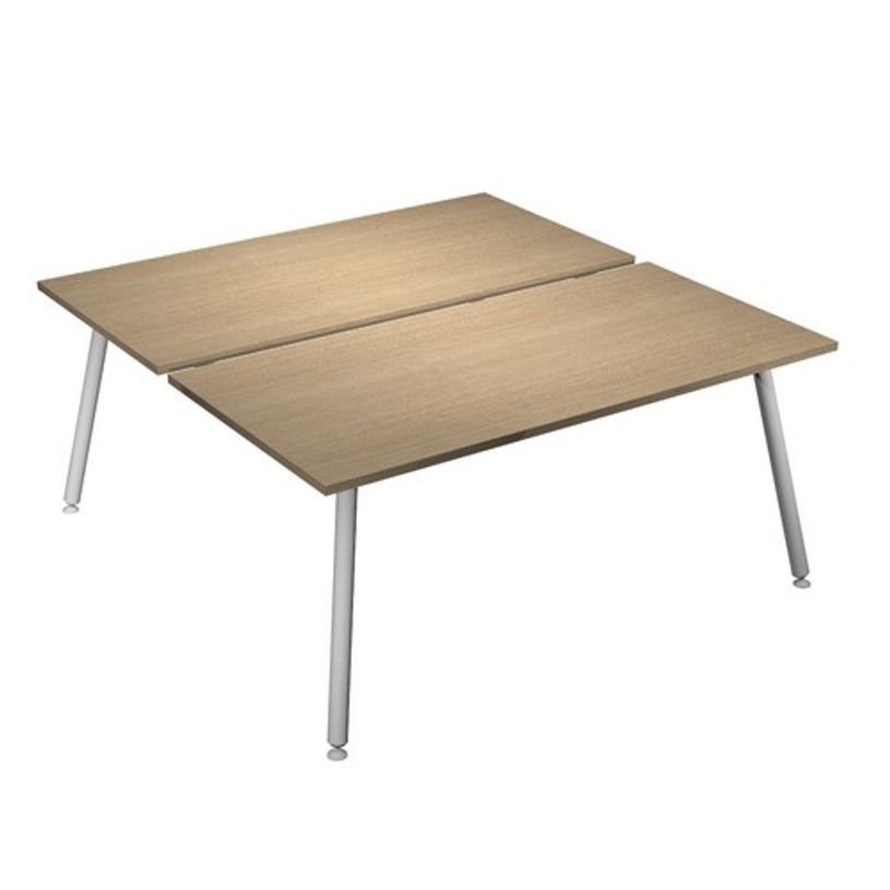 2012349509890-Bureau Bench LEONARDO - L140 x H74 x P168 - Pieds métal blancs - Chêne-P_79441635_1-0