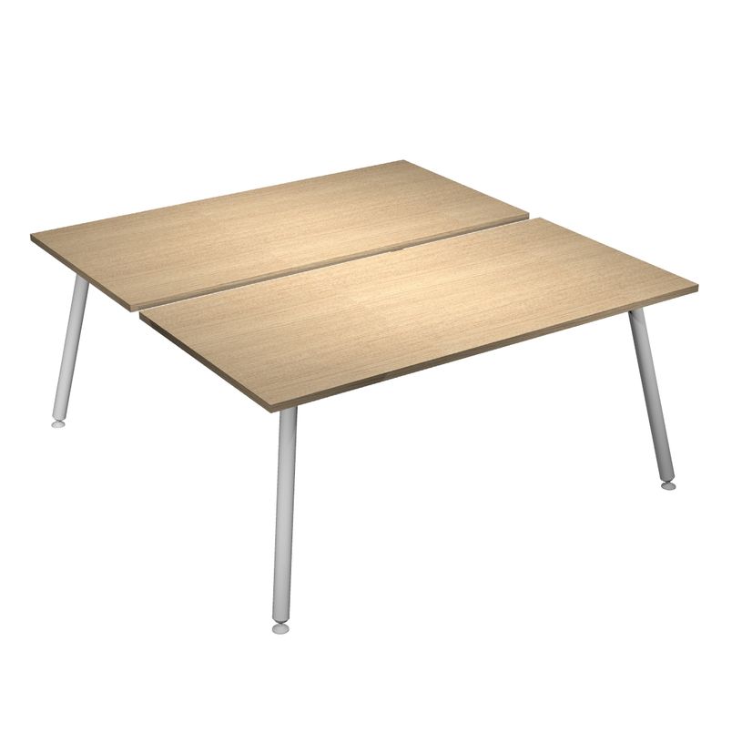 2012349509937-Bureau Bench LEONARDO - L180 x H74 x P168 - Pieds métal blancs - Chêne-P_79441637_1-0