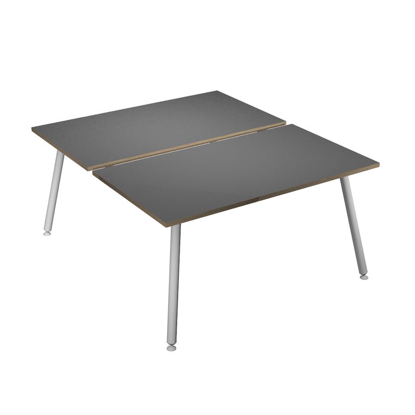 2012349510650-Bureau Bench LEONARDO - L140 x H74 x P168 - Pieds métal blancs - Anthracite chants chêne-P_79441673_1-0