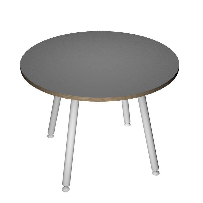 2012349510735-Table ronde - H74,4 cm - 100 cm - 4 pieds blanc - plateau anthracite-P_79441677_1-0