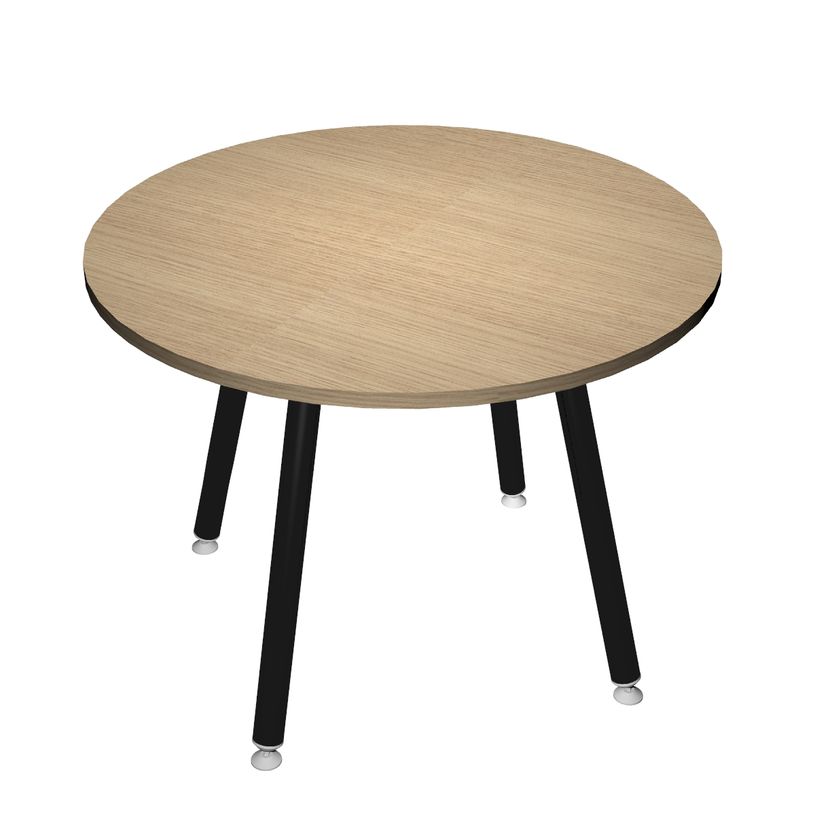 2012349511114-Table ronde - H74,4 cm - 100 cm - 4 pieds noir - plateau blanc avec bords chêne-P_79441696_1-0