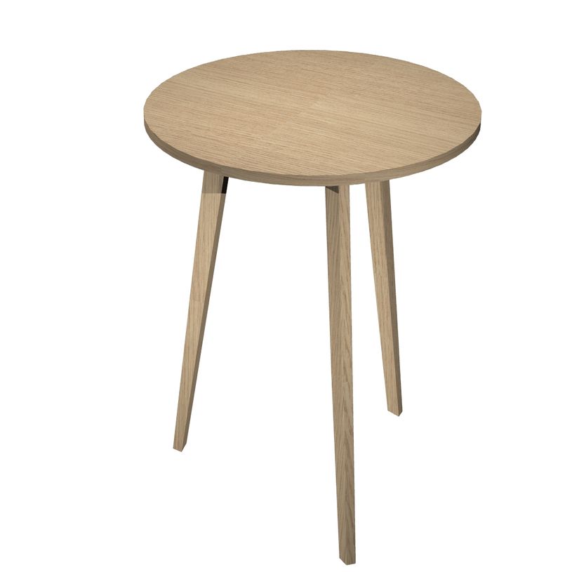 2012349512371-Table ronde - H105 cm - 80 cm - 3 pieds bois - plateau imitation chêne--0