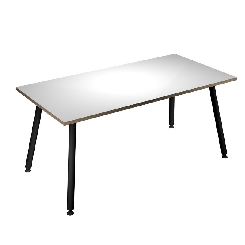 2012349511572-Table haute - 160 x 80 x 105 cm - Pieds métal noirs - Blanc chants chêne-P_79441719_1-0