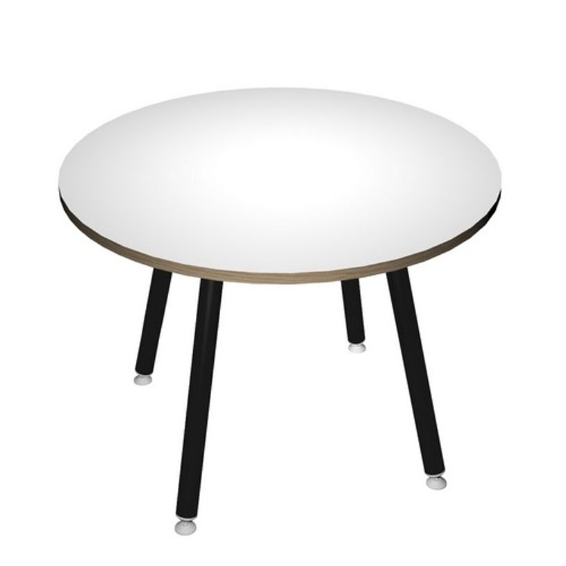 2012349511633-Table ronde - H105 cm - 100 cm - 4 Pieds noir - plateau blanc-P_79441722_1-0