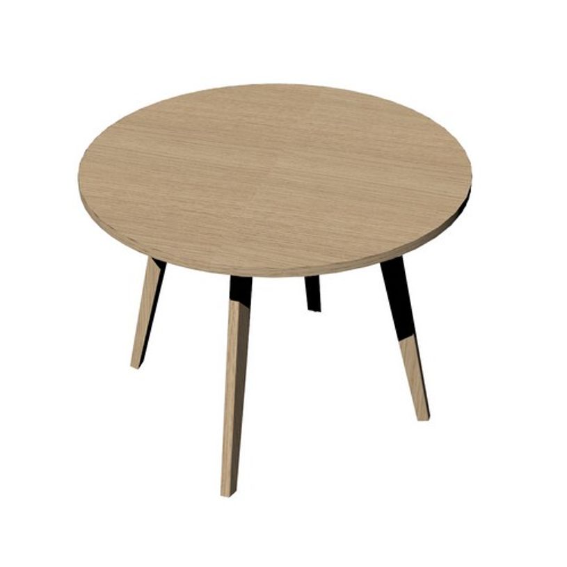 2012349512173-Table ronde - H74,4 cm - 100 cm - 4 pieds bois - plateau imitation chêne-P_79441749_1-0