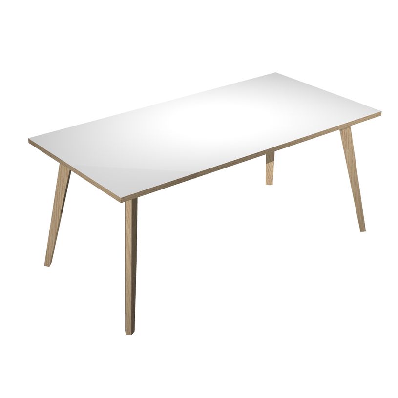 2012349512494-Bureau LEONARDO - 180 cm - Pieds bois - Blanc chants chêne-P_79441765_1-0