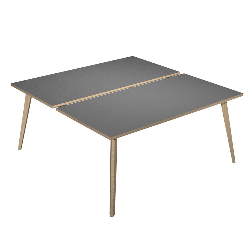 2012349512999-Bureau Bench LEONARDO - L160 x H74 x P168 - Pieds bois - Anthracite chants chêne-P_79441790_1-0