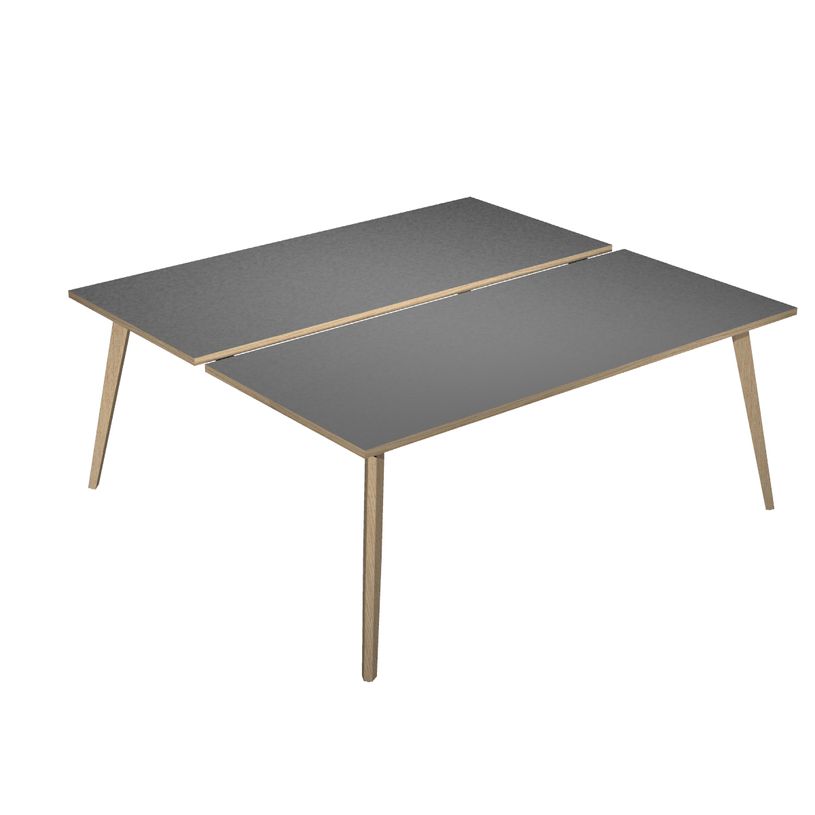 2012349513019-Bureau Bench LEONARDO - L180 x H74 x P168 - Pieds bois - Anthracite chants chêne-P_79441791_1-0