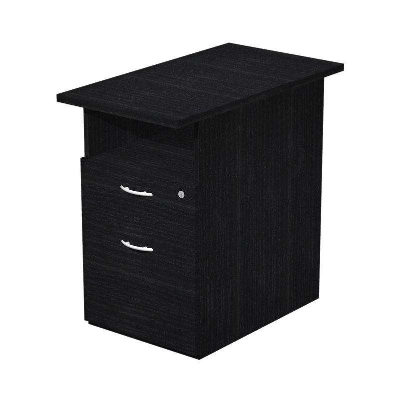 2012349513705-Caisson de bureau - Profondeur 80 cm - 1 niche et 2 tiroirs - Frêne noir-P_79441825_1-0