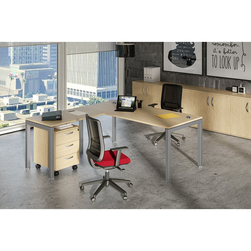 2012349514740-Prolongement pour table de réunion BRIDGE - L160 x H73 x P120 - Pieds gris alu - Plateau c-P_79441877_2-1