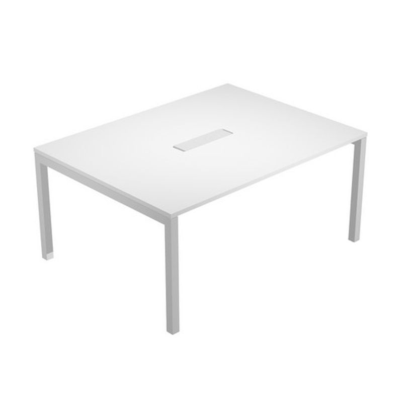 2012349514764-Table de réunion BRIDGE - L160 x H73 x P120 - Pieds gris alu - Plateau blanc-P_79441878_1-0