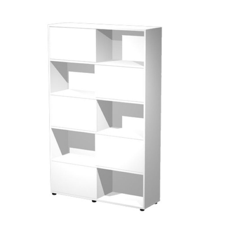 2012349515006-Bibliothèque haute TETRIS  - L120 x H190,6 x P35 - Corps et portes blancs-P_79441890_1-0