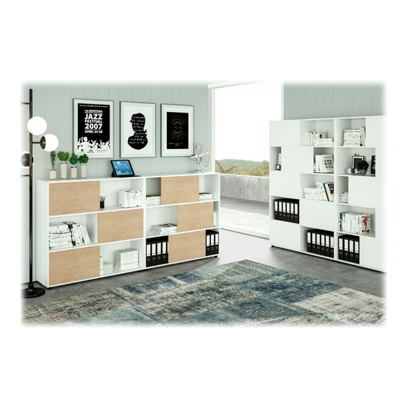 2012349515006-Bibliothèque haute TETRIS  - L120 x H190,6 x P35 - Corps et portes blancs-P_79441890_2-2