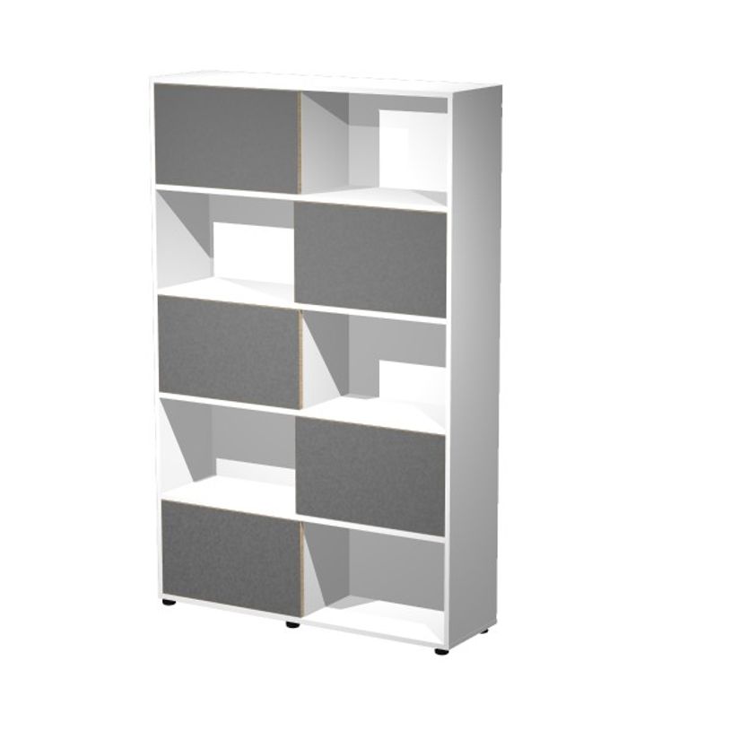 2012349515044-Bibliothèque haute TETRIS  - L120 x H190,6 x P35 - Corps blanc - Portes anthracite-P_79441892_1-0