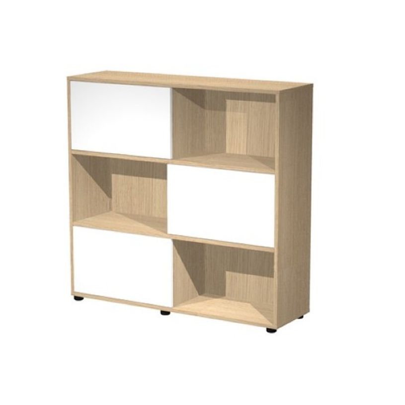 2012349515167-Bibliothèque haute TETRIS  - L120 x H116,2 x P35 - Corps chêne - Portes anthracite-P_79441898_1-0