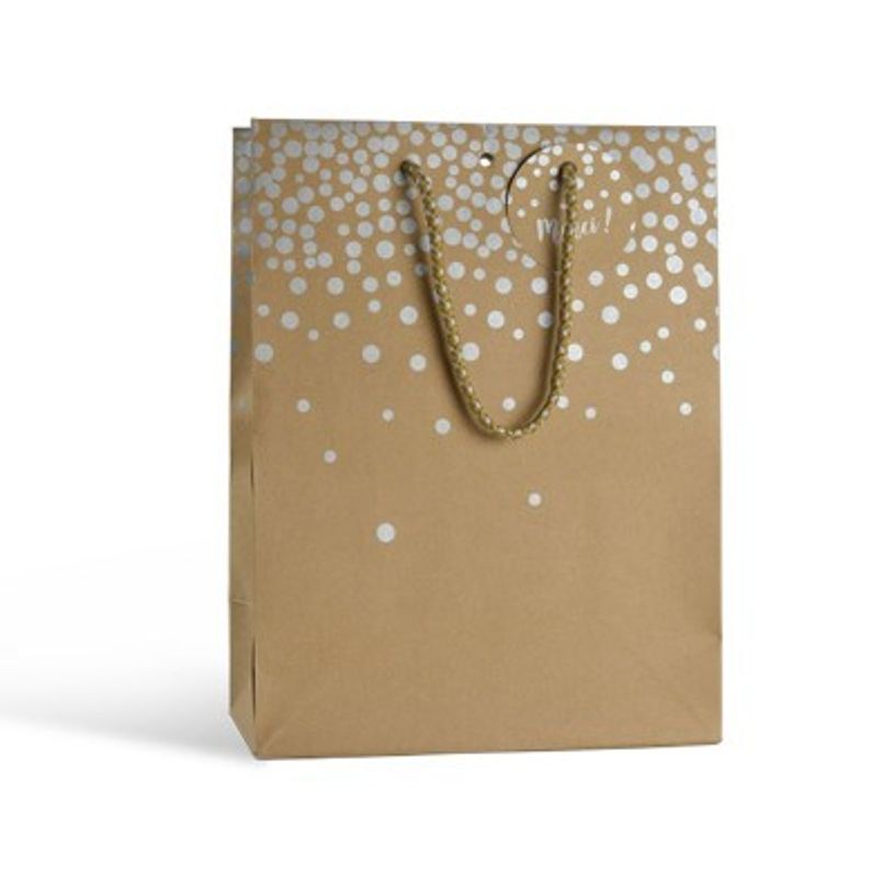 3700481667019-Logistipack - Sac kraft imprimé paillettes poignées torsadées - 26 cm x 12 cm x 32 cm-P_79441964_1-0