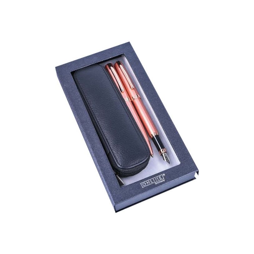 4014421345745-Online Eleganza - Parure stylo à bille et sylo plume rose - avec étui-P_79442005_1-0