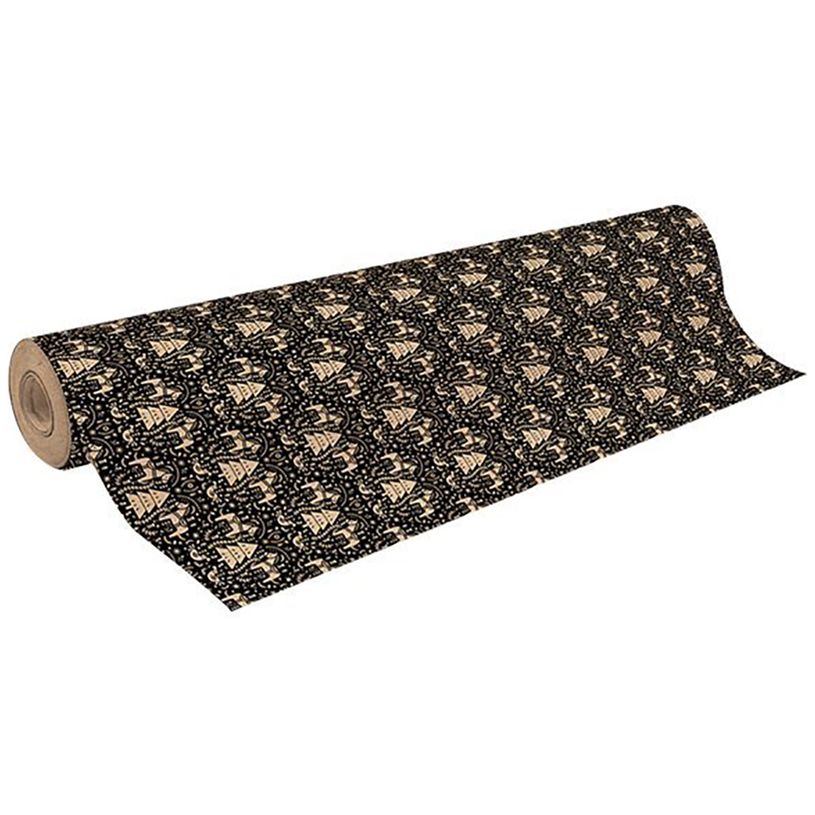 3329682238479-Clairefontaine - Papier cadeau kraft - 70 cm x 50 m - 70 g/m² - motif sapins fond noir-P_79442083_1-0