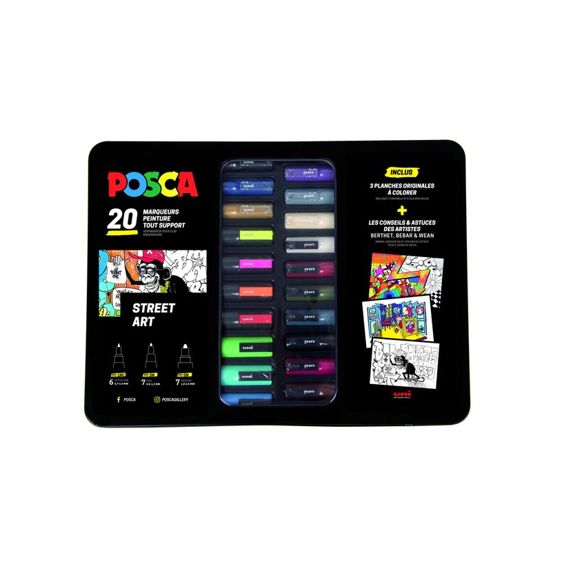 3296280041988-Posca - Mallette métal de 20 - marqueurs peinture pointes et couleurs assorties-P_79442115_1-0