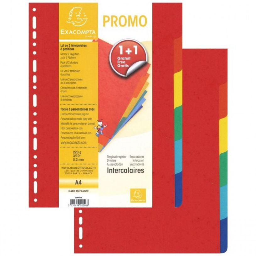 3130638020068-Exacompta - Lot de 2 intercalaires 6 positions - A4 - carte marbrée-P_79442131_1-0