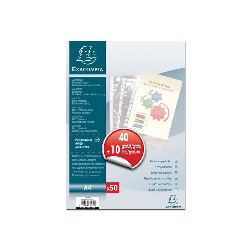 0400794421324-Exacompta - 50 pochettes de perforées - A4  - polypropylène -P_79442132_1-0