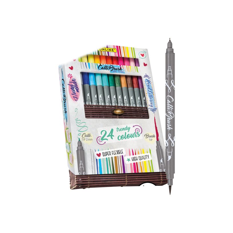 4014421190826-Online Calli.Brush - 24 Stylos pinceaux à double embout - couleurs assorties-P_79442166_1-0