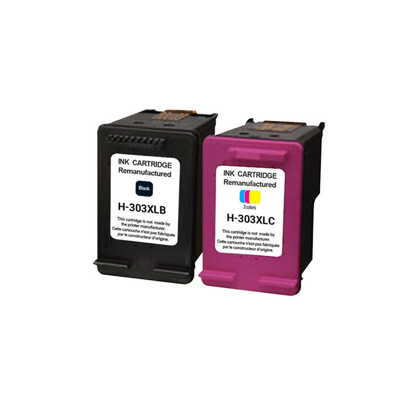 3584770904463-Cartouche remanufacturée HP 303XL - pack de 2 - noir, cyan, magenta, jaune - Uprint--1