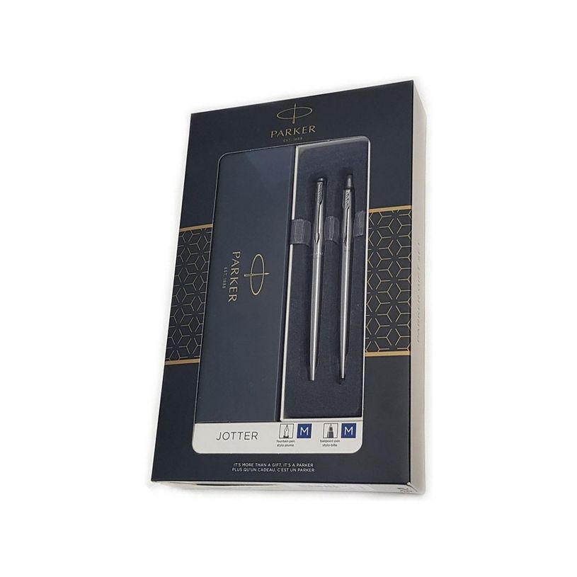 3026980932589-Parket Jotter - Coffret stylo plume + stylo à bille chromé - pointe moyenne-P_79442785_1-0