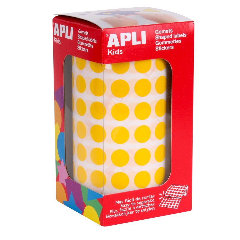 8410782048510-Apli Agipa - Rouleau de pastilles adhésives - jaune - diamètre 10,5 mm--0