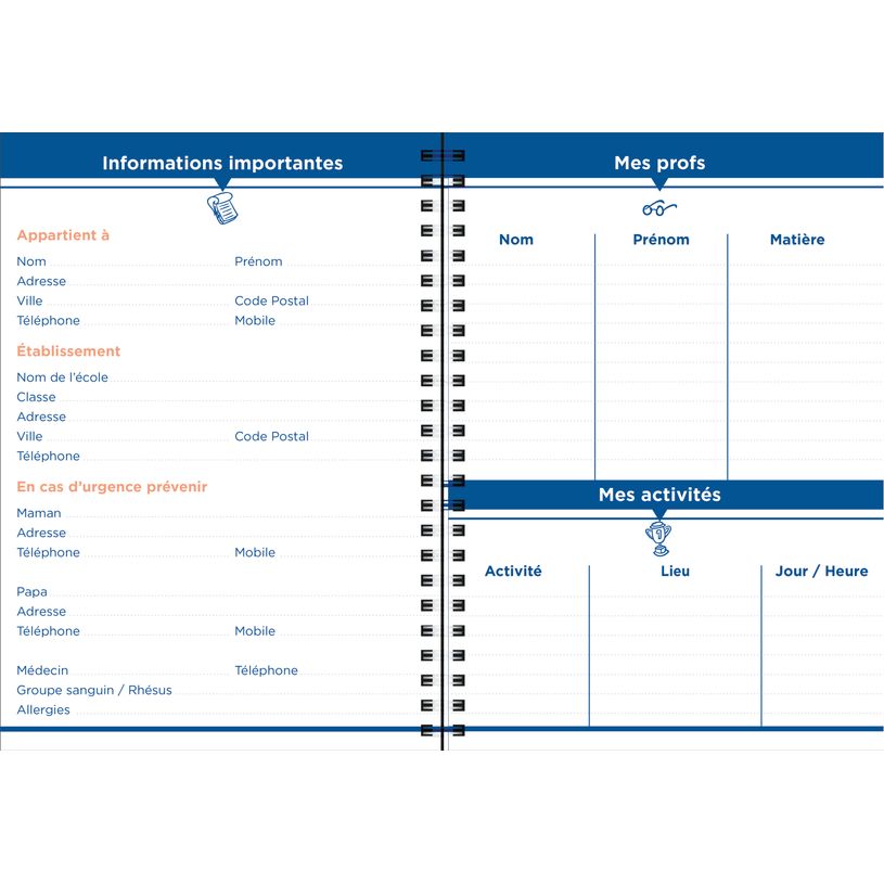 3371010532018-Quo Vadis - Cahier de textes - Spiralé - Français - Marguy Enfants - Journalier - 15x21 cm - Papier Clairefontaine blanc - Fabri--2