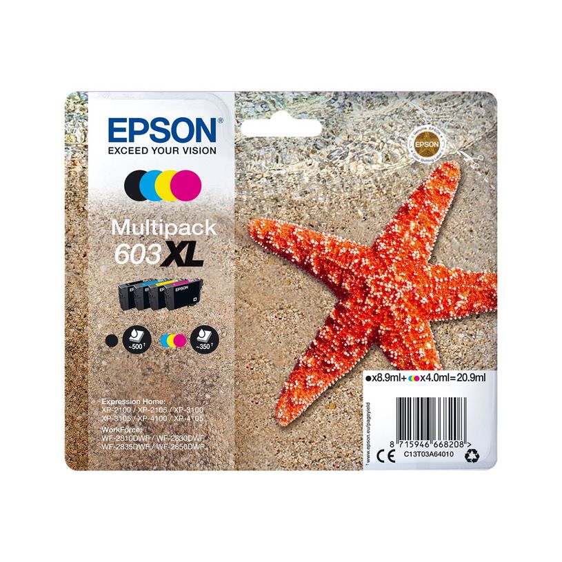 0400794431057-Epson 603XL Etoile de mer - pack de 4 - noir, cyan, magenta, jaune - cartouche d'encre orig-P_79443105_2-1