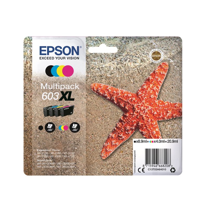 8715946668208-Epson 603XL Etoile de mer - pack de 4 - noir, cyan, magenta, jaune - cartouche d'encre orig-P_79443105_8-4