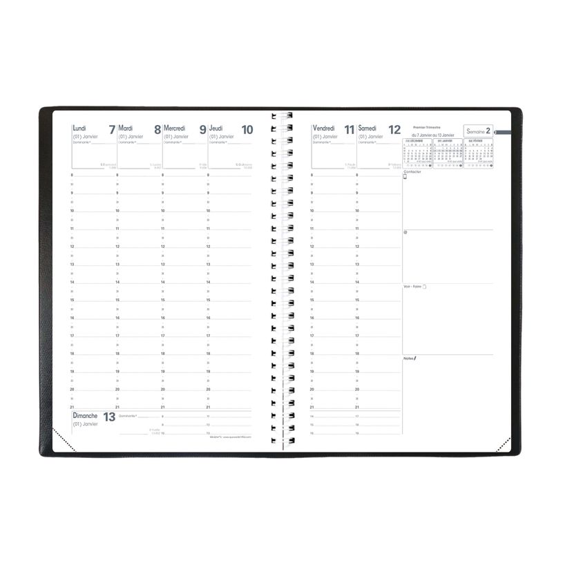 3371010447305-Agenda à spirale Club Ministre - 1 semaine sur 2 pages - 16 x 24 cm - gris - Quo Vadis-P_79443225_4-1