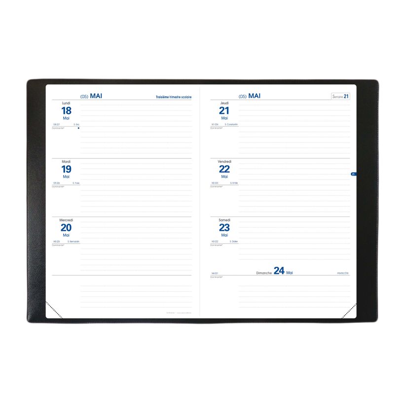 3371010447312-Agenda Club - 1 semaine sur 2 pages - 16 x 24 cm - gris - Quo Vadis-P_79443226_2-1